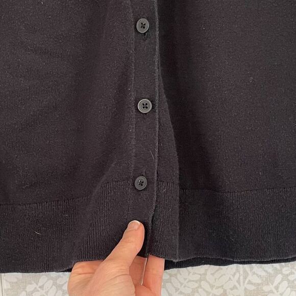 Ann Taylor Cotton Blend Black Button Down Crew Neck Cardigan, Size XSP - Picture 9 of 12